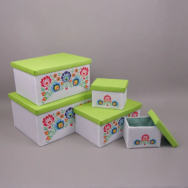 Комплект коробок с зеленой крышкой Flora 5 шт. (5136)