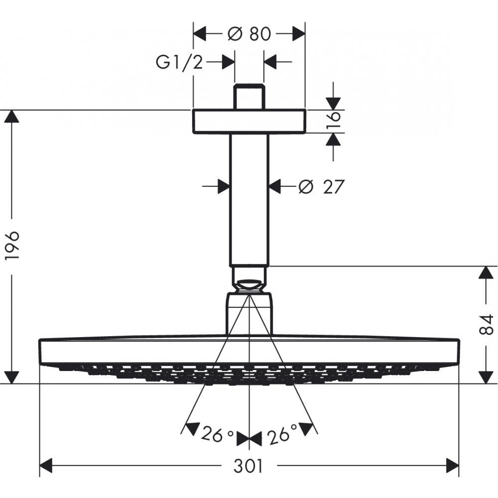 Душ верхний с кронштейном Hansgrohe Raindance Select 27337400 301 мм Белый (142478) - фото 2