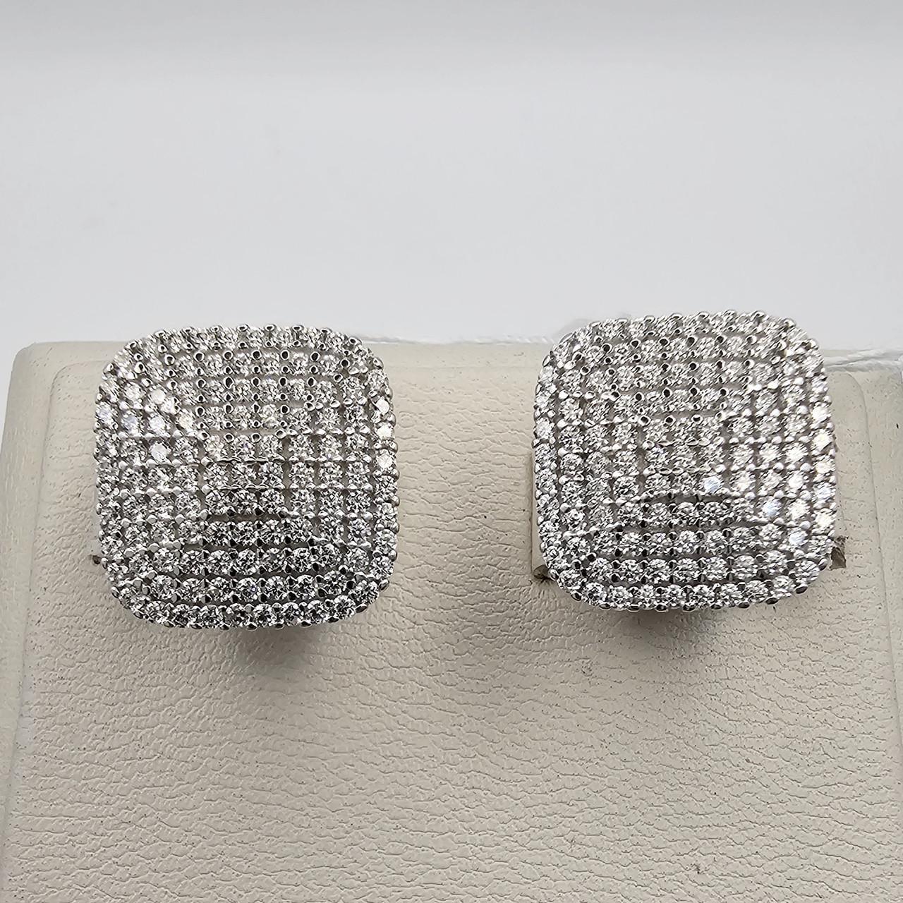 Серебряные серьги Сияние с кубическим цирконием 6,72 г (3054562293)