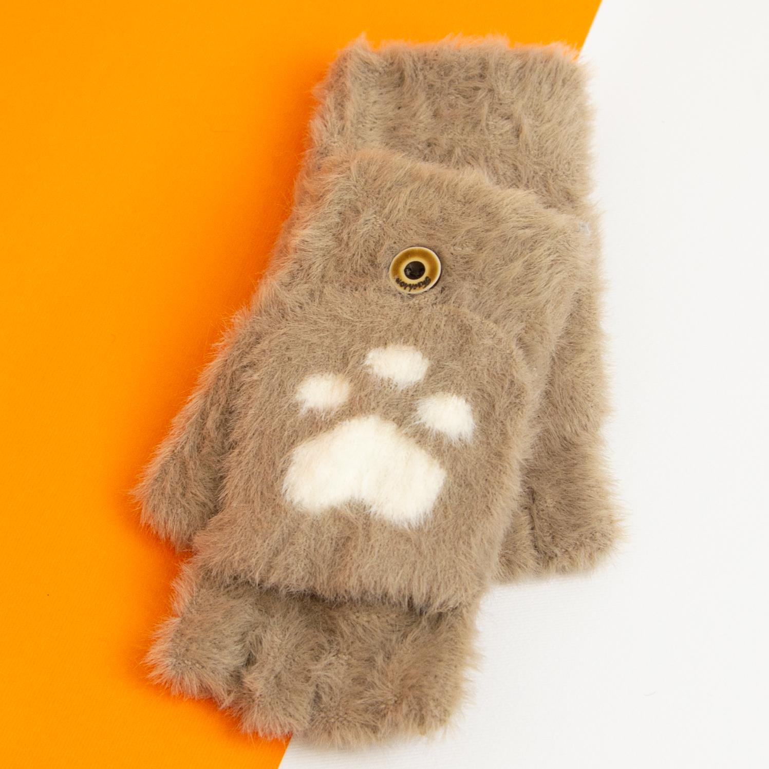 Детские перчатки на 8 - 9 - 10 - 11 - 12 лет для девочек Коричневый (20-25-2)