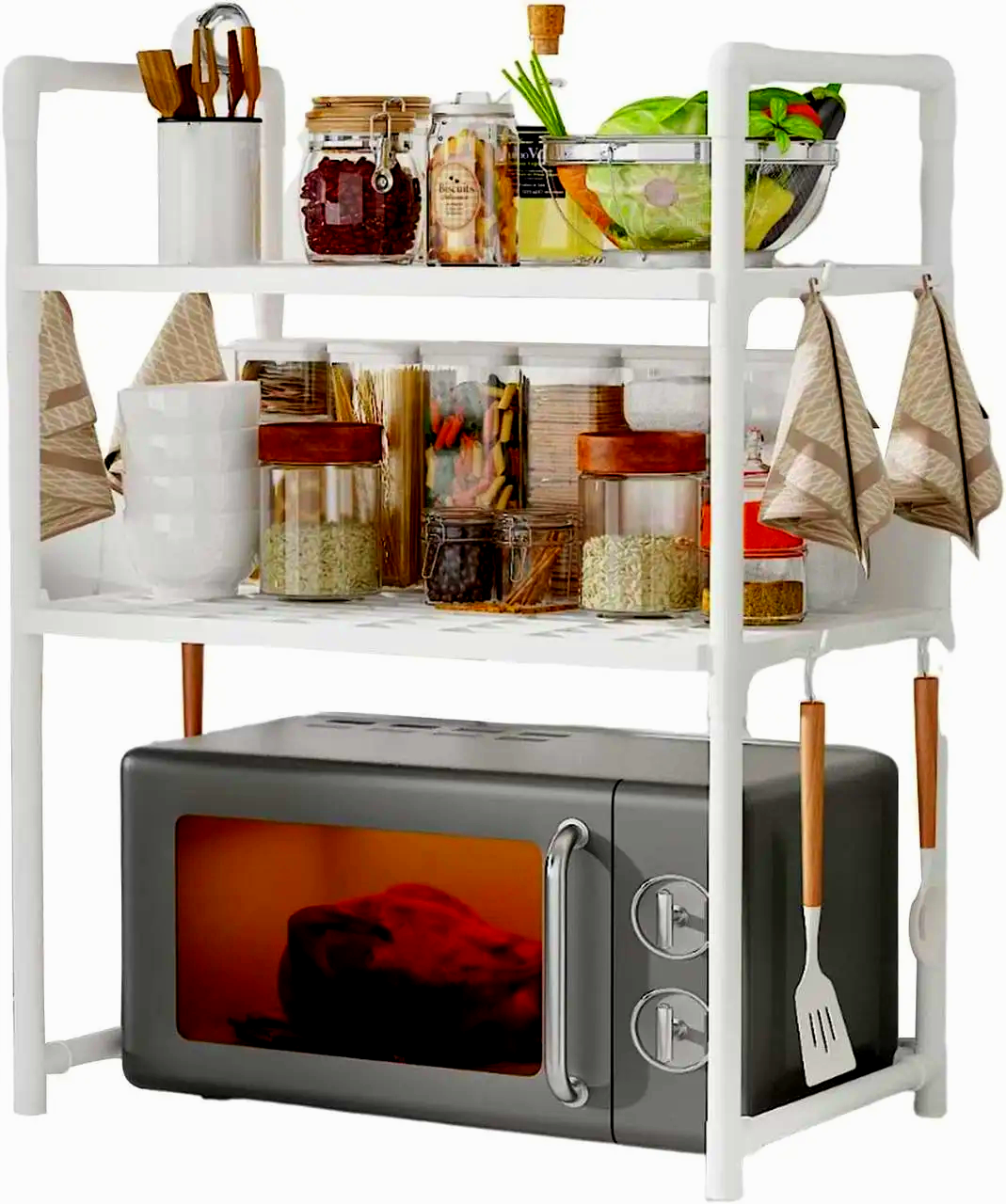 Полиця кухонна для мікрохвильовки Kitchen Racks 54x75x31 см Білий (28926846) - фото 8 Полиця кухонна для мікрохвильовки Kitchen Racks 54x75x31 см Білий (28926846) - фото 8