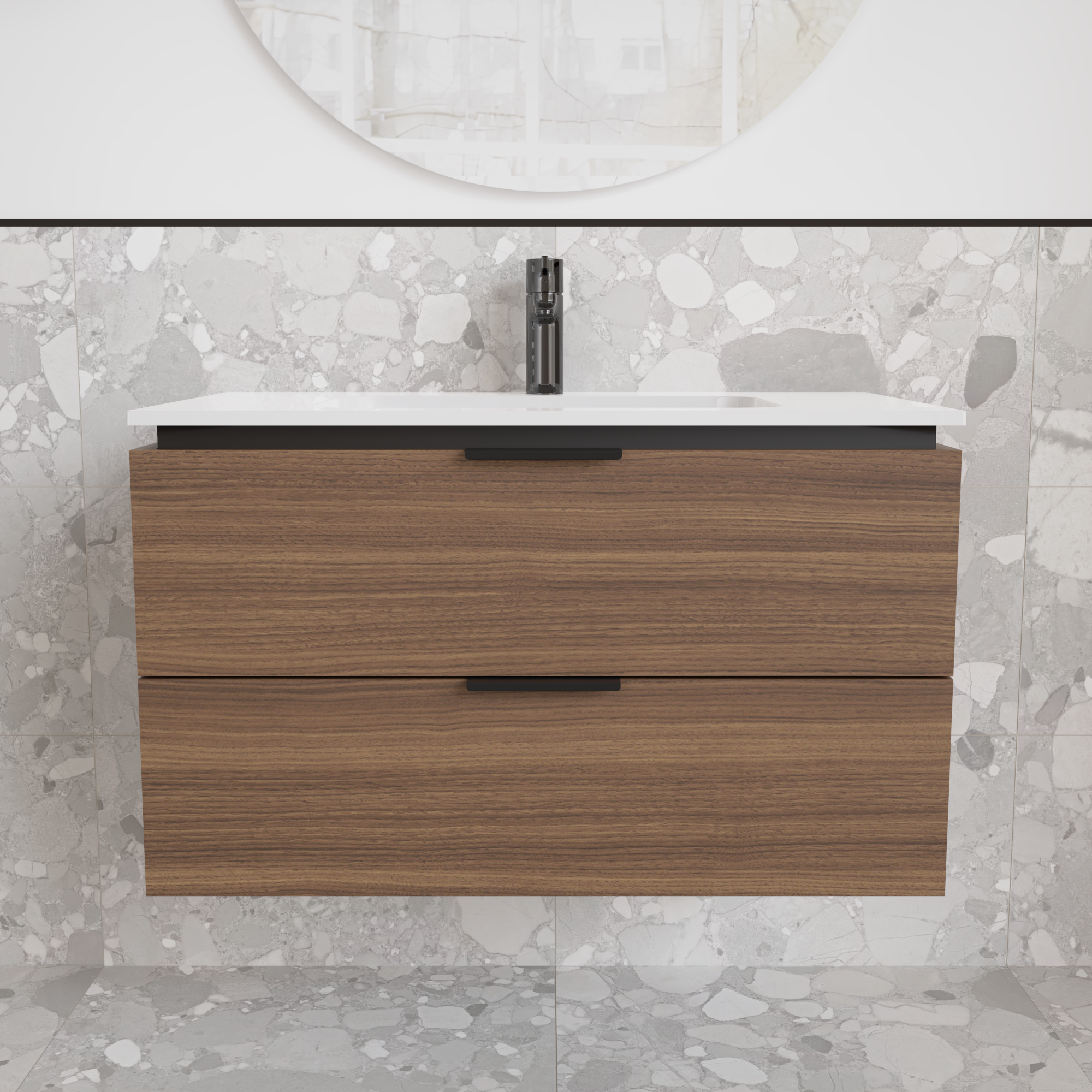 Тумба підвісна з раковиною MVK Vostok Icon 70 В2 700х450х530 мм Горіх Франклін Тютюновий (p270kll) - фото 1