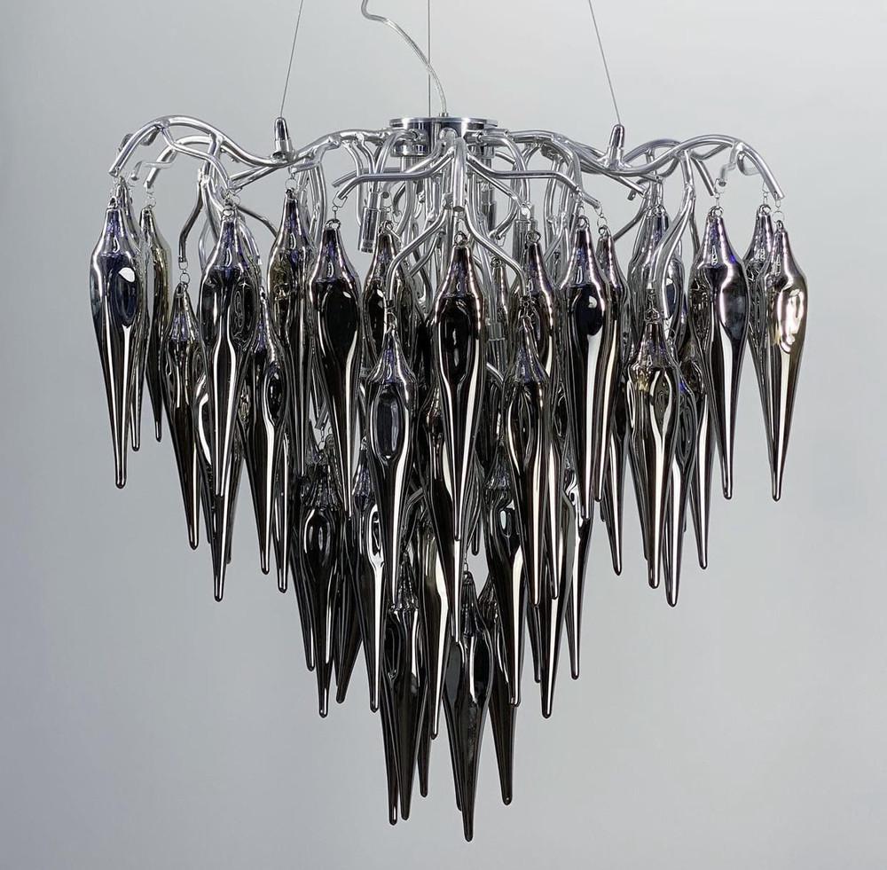 Люстра з підвісними об’ємними скляними елементами 80 см (Y 03 CH/GR) - фото 7 Люстра з підвісними об’ємними скляними елементами 80 см (Y 03 CH/GR) - фото 7