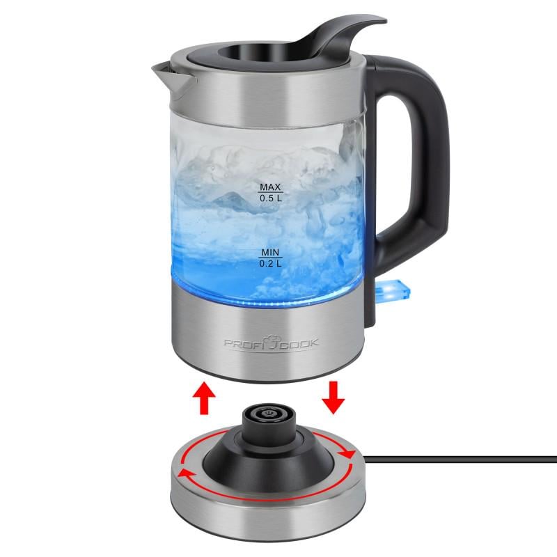 Електрочайник Profi Cook PC-WKS 1228 G з підсвіткою 0,5 л - фото 2 Електрочайник Profi Cook PC-WKS 1228 G з підсвіткою 0,5 л - фото 2