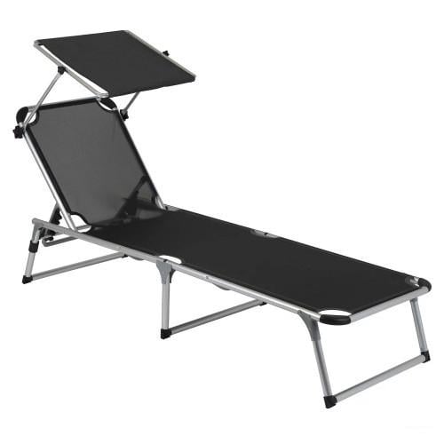 Кровать раскладная Bo-Camp Sun Lounger With Sunscreen 5 Positions Black (1304460) - фото 1