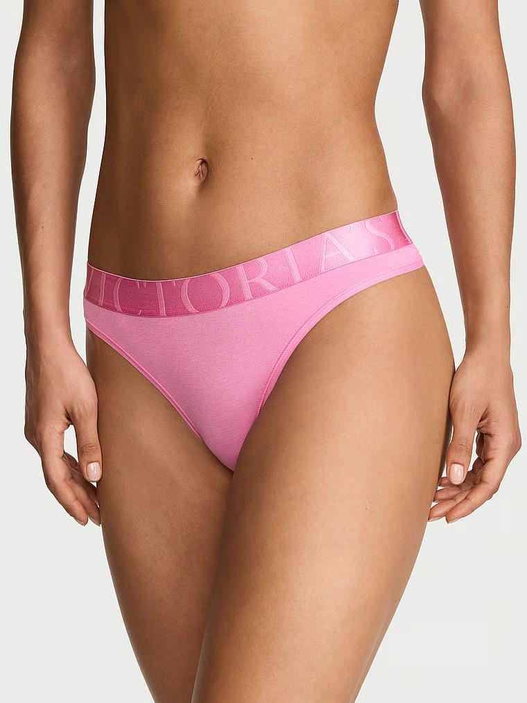 Трусики стринги Victoria's SecretCotton Exploded Logo Cotton Thong Panty S Розовый (27245815)