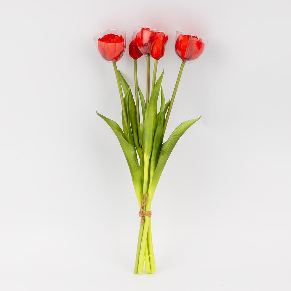 Букет тюльпанов 5 бутонов 39 см Красный (9259-100) Букет тюльпанов 5 бутонов 39 см Красный (9259-100)