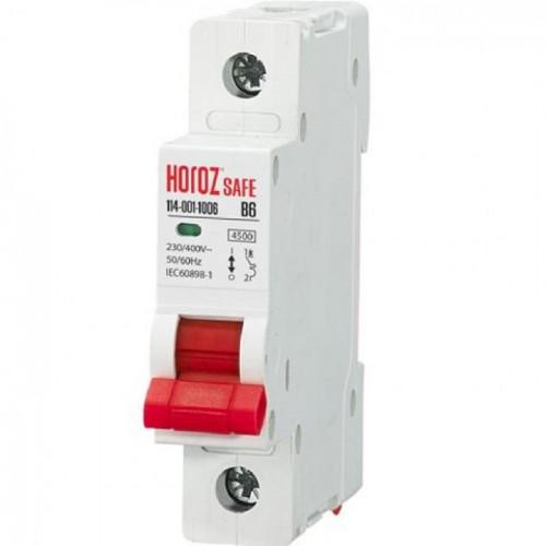 Автоматический выключатель Horoz Electric 114-001-1006-010 Safe 1P 6A B 4,5kA на DIN-рейке (00000041097)
