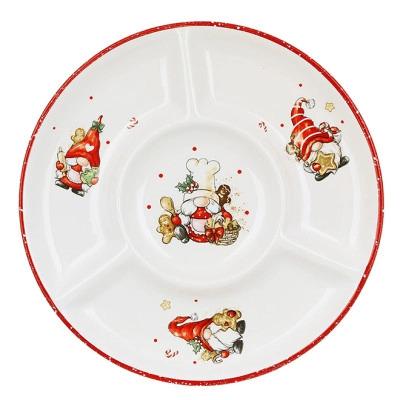 Менажница керамическая 4-х секционная Гномики с пряниками 26 см (33710) Менажница керамическая 4-х секционная Гномики с пряниками 26 см (33710)