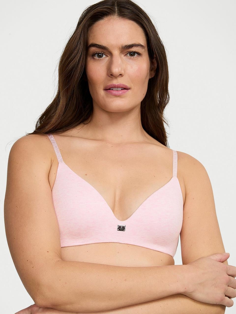 Бюстгальтер Victoria's Secret Cotton Logo Hardware Lightly Lined 75C Розовый (7511439126932)