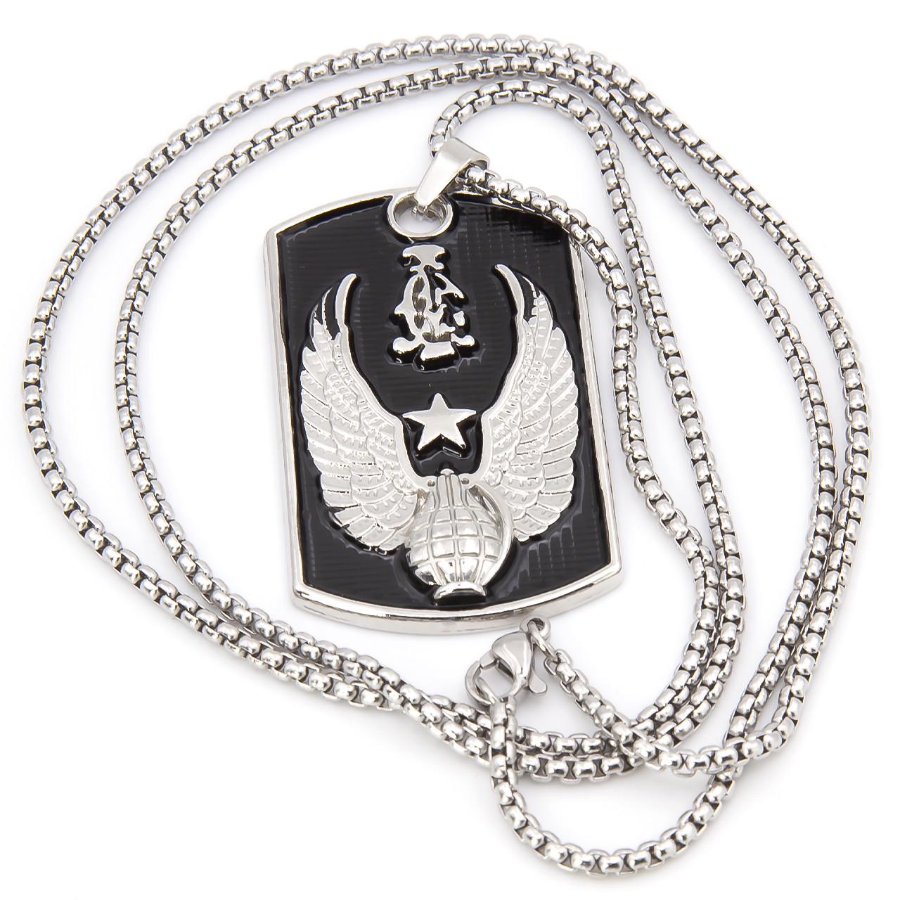 Цепочка с кулоном Grenade Wings колье 48х30 мм 70 см 1 шт. Платиновый (ПД4830ц09)