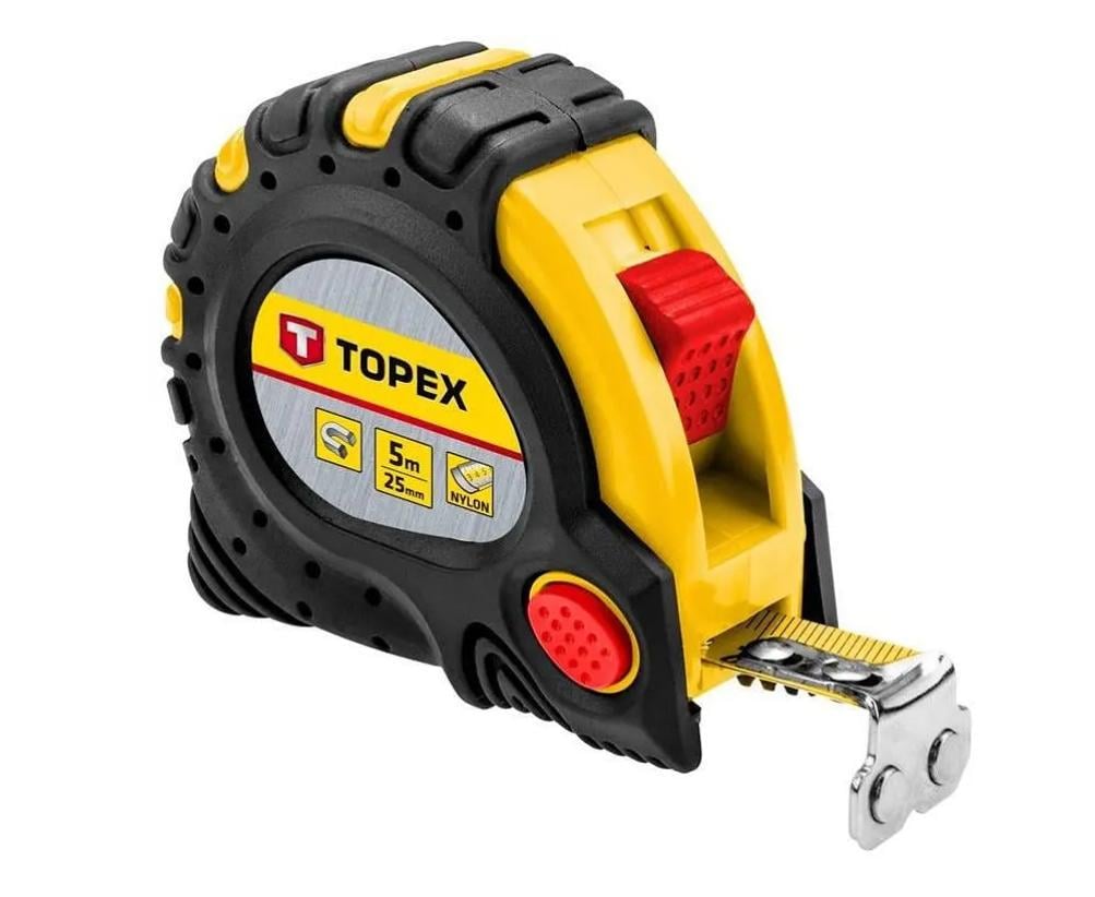 Рулетка Topex 5 м x 25 мм сталева стрічка магніт (27C345)
