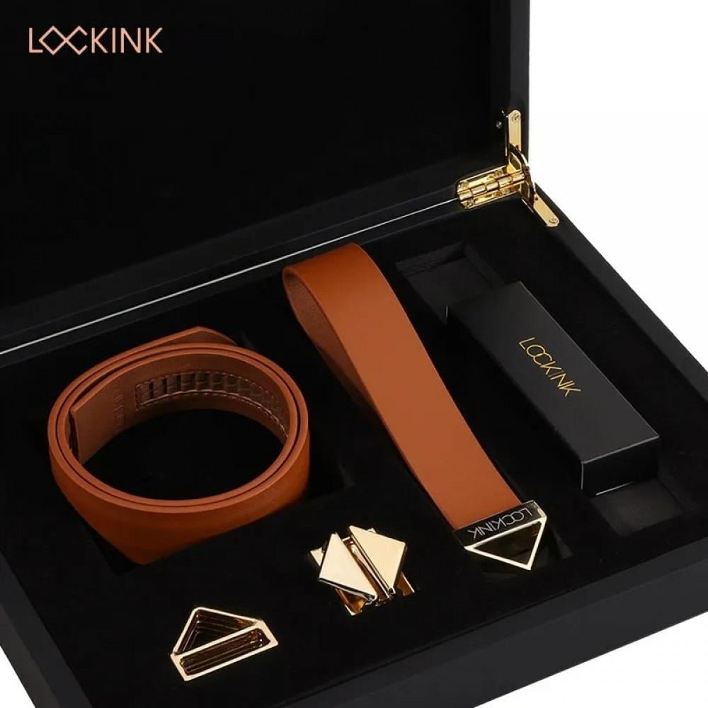 Ошейник с поводком LOCKINK кожа Коричневый