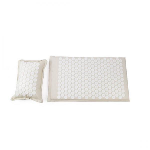 Килимок ортопедичний масажний Acupressure mat з подушкою Білий (194184)