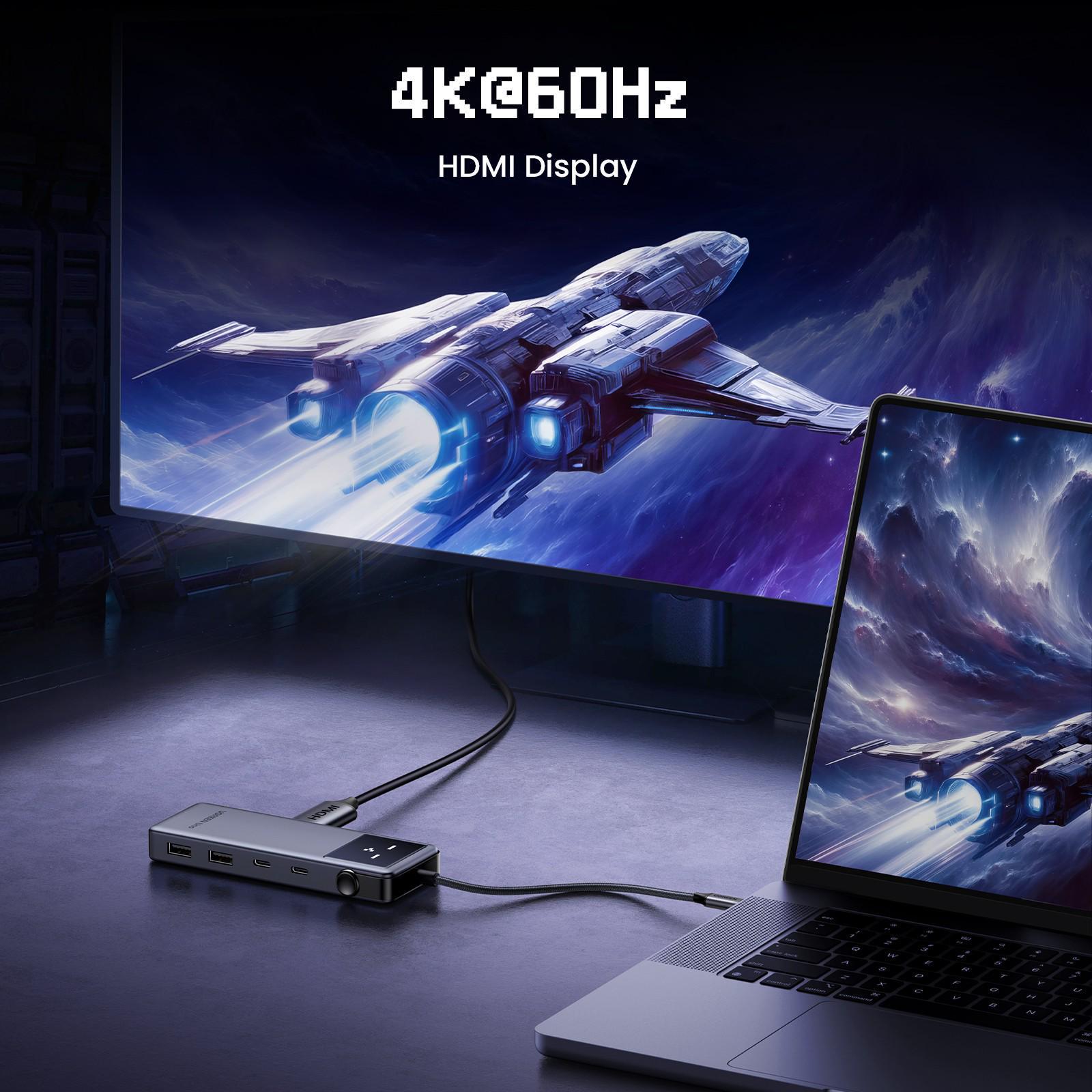 USB-хаб UGREEN Uno 4K 60Гц HDR 2x USB-C/2x USB-A 10 Гбіт/с PD 100 Вт Сірий (35998) - фото 7 USB-хаб UGREEN Uno 4K 60Гц HDR 2x USB-C/2x USB-A 10 Гбіт/с PD 100 Вт Сірий (35998) - фото 7