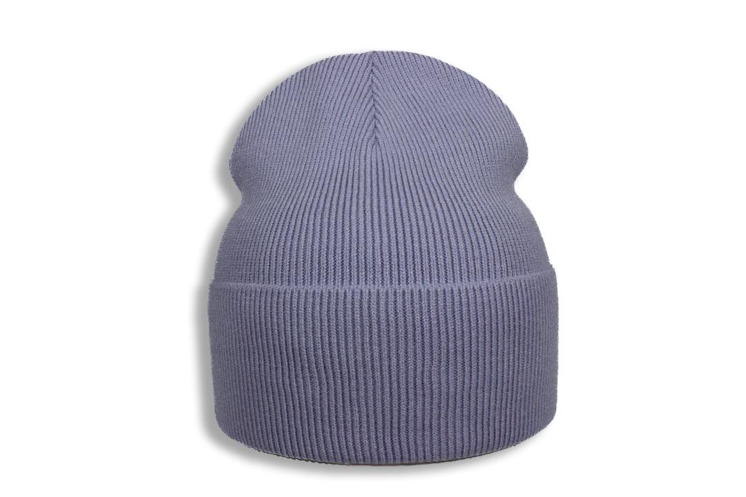Шапка молодежная бини Apex Элси с отворотом кашемировая без подкладки Серо-голубой (282047) - фото 1