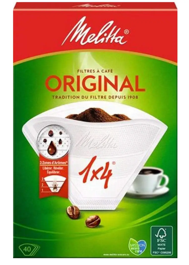 Фильтр-пакет для кофе бумажный 1х4 40 шт. Белый