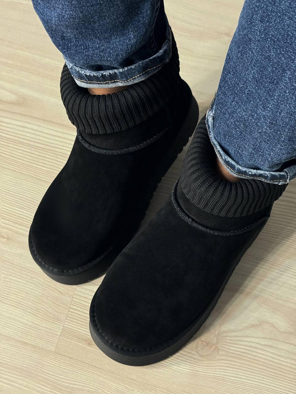 Угги женские Hengji 56-1 с манжетом носком на высокой подошве р. 40 Черный (5154) - фото 9 Угги женские Hengji 56-1 с манжетом носком на высокой подошве р. 40 Черный (5154) - фото 9