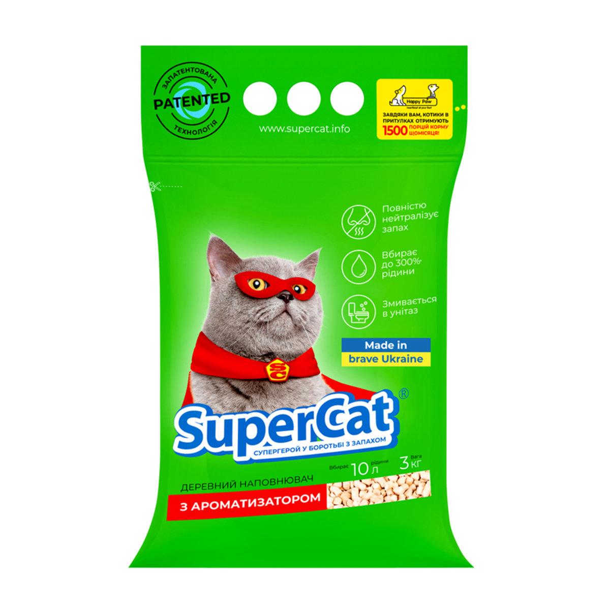 Наповнювач для лотків SuperCat з ароматизатором 3 кг Зелений (3551 Col)