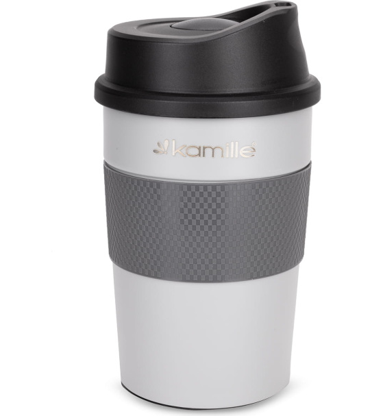 Термокружка Kamille из нержавеющей стали с TPR-вставкой 360 мл Серый (2151)