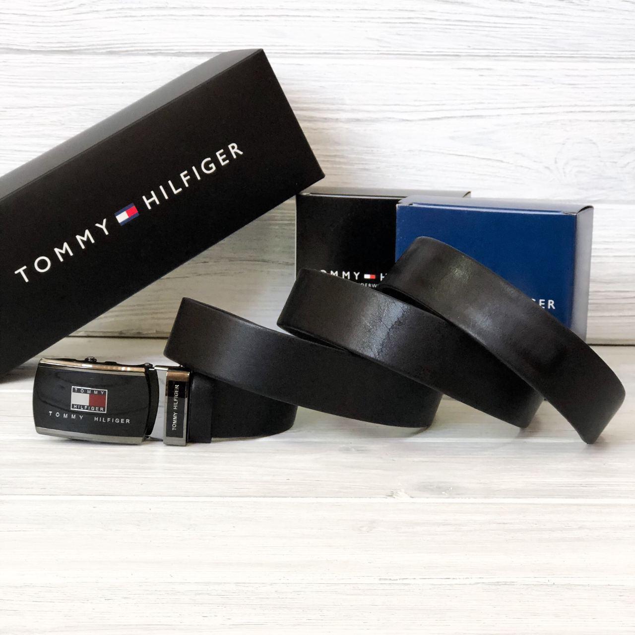 Ремінь чоловічий шкіряний з пряжкою автомат Чорний (047 PTR)