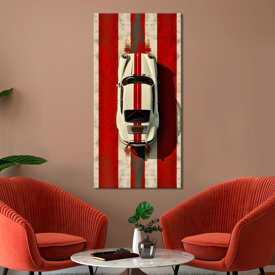 Картина на холсте Белая машина с красными полосами вид сверху 80x40 см (80VP_L) - фото 2 Картина на холсте Белая машина с красными полосами вид сверху 80x40 см (80VP_L) - фото 2