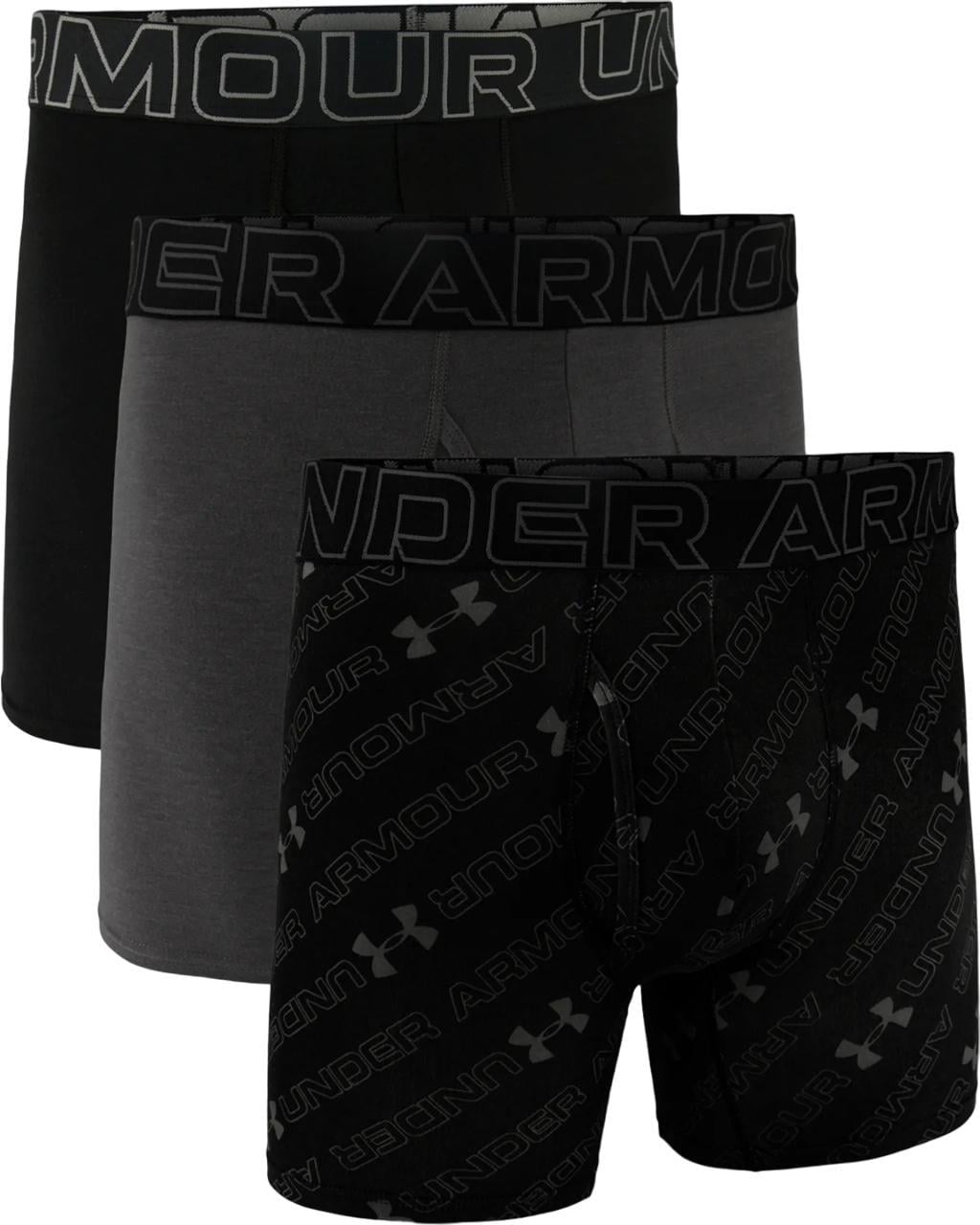 Трусы боксерки Under Armour PERFORMANCE COTTON 6IN 3-PACK PRINTED BOXERJOCK 1383890-001 3 пары XL Черно-серый/Серый/Черный (46500-53)