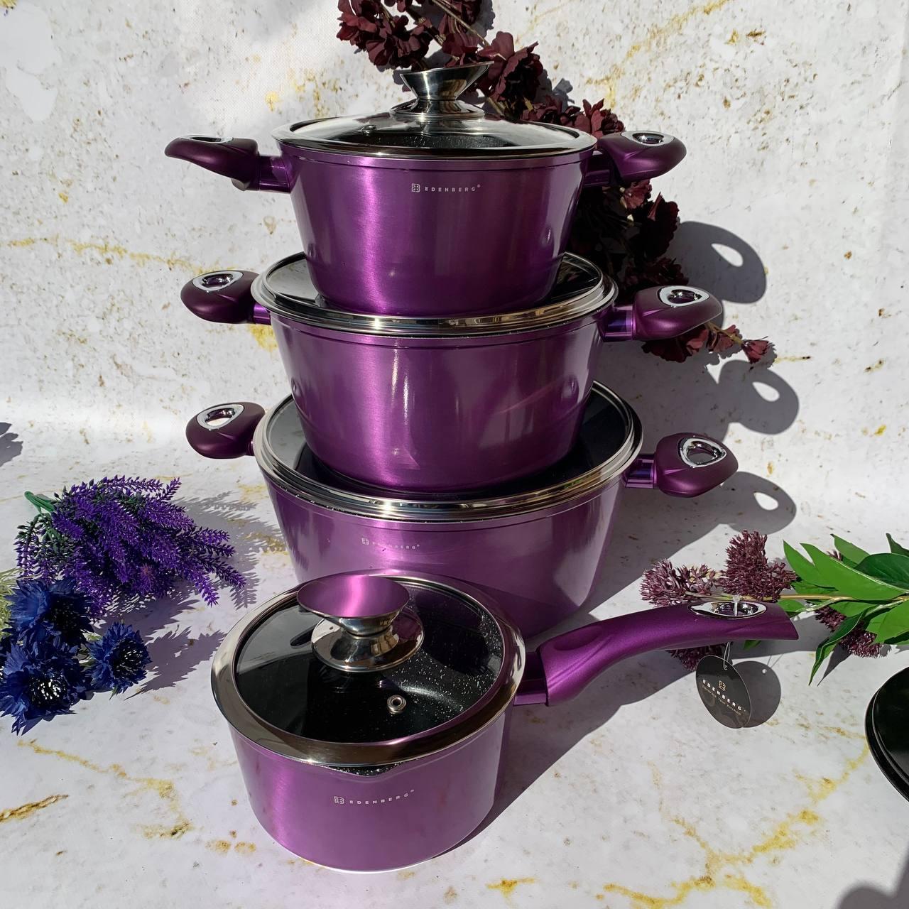 Набор кастрюль для индукционных плит с мраморным покрытием Edenberg EB-5627 15 пр. - фото 3