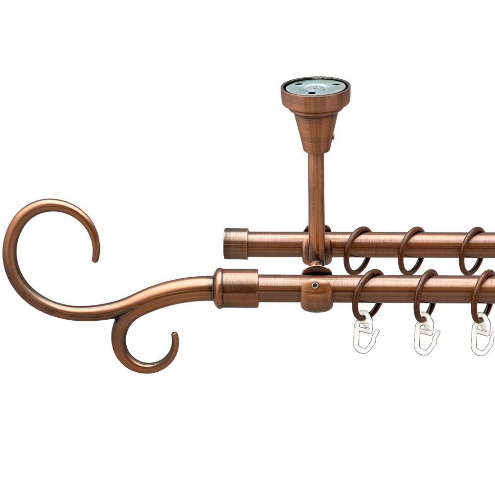 Карниз Orvit Гак Подвійний металевий дворядний відкритий до стелі гладка труба кільце металеве 16/16 мм 300 см Мідь (00-00020090) - фото 1 Карниз Orvit Гак Подвійний металевий дворядний відкритий до стелі гладка труба кільце металеве 16/16 мм 300 см Мідь (00-00020090) - фото 1