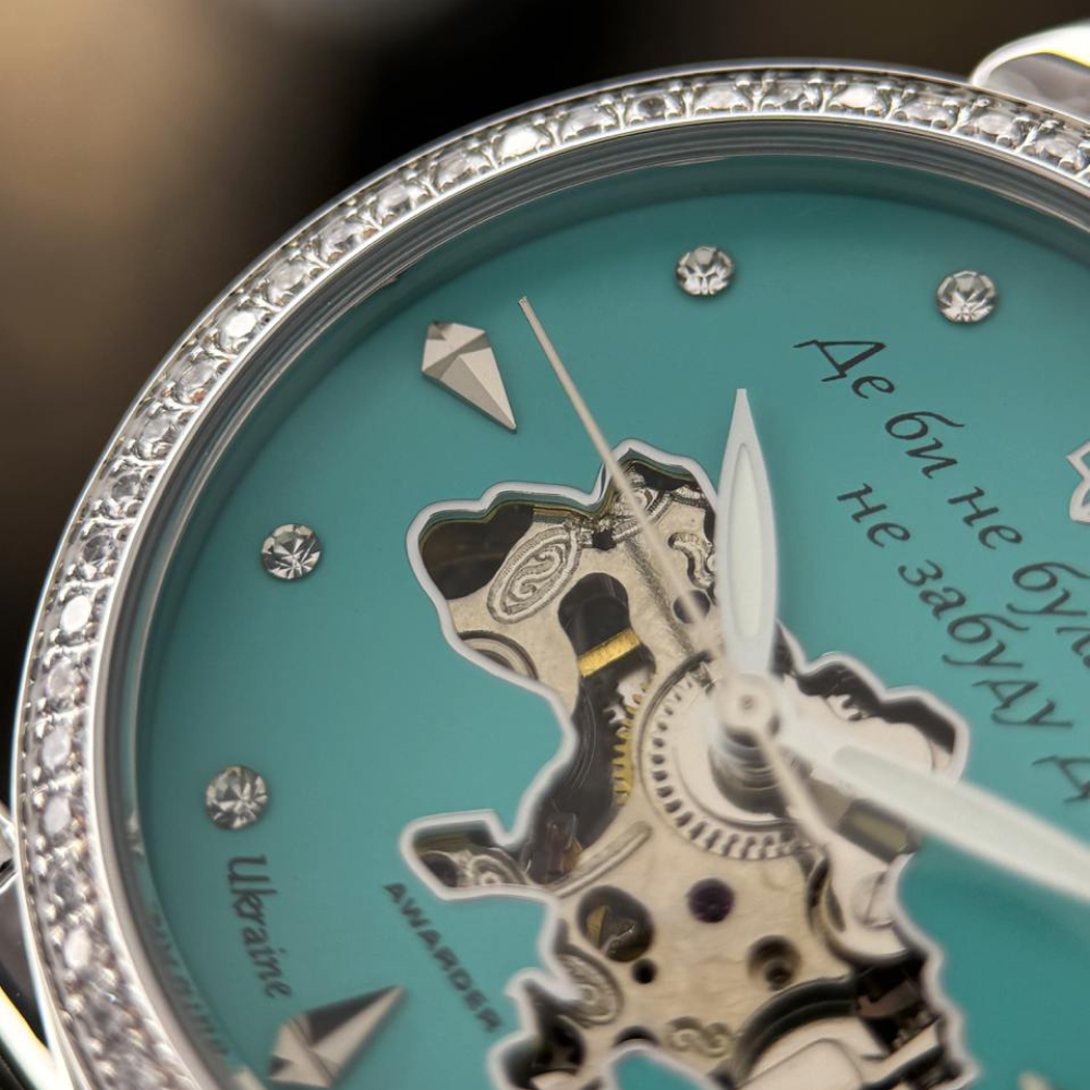 Наручные часы женские механические Awarder с Гербом Украины на браслете со стразами Бирюзовый (30631902) - фото 11 Наручные часы женские механические Awarder с Гербом Украины на браслете со стразами Бирюзовый (30631902) - фото 11