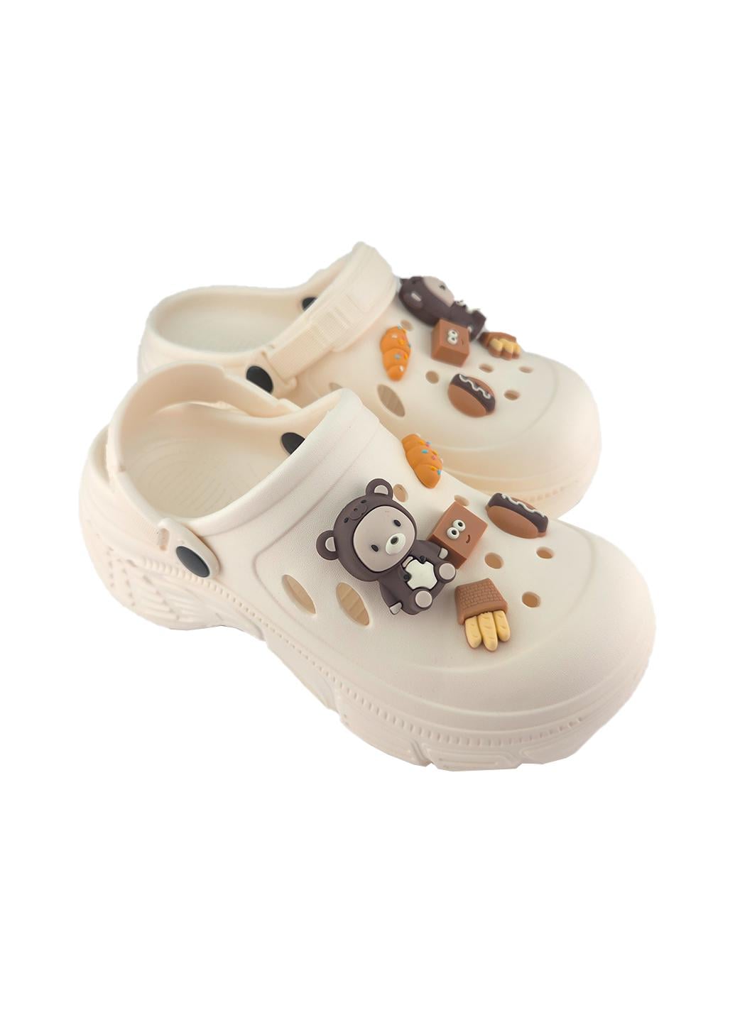 Кроксы женские с джибитсами р. 36 22,5 см Молочный (2502/1)