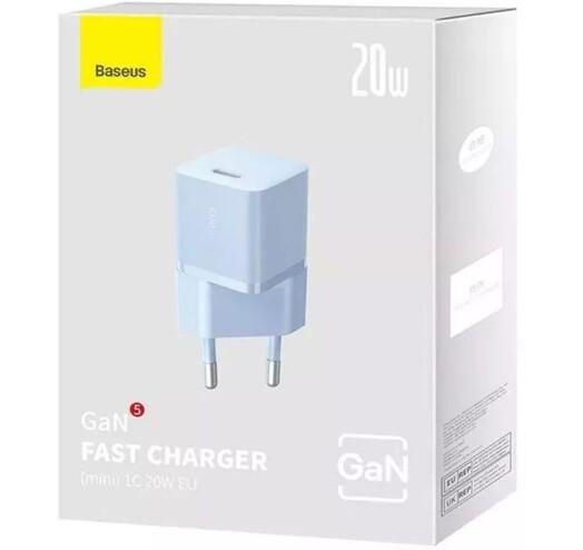 Зарядное устройство сетевое для BASEUS GaN5 Fast Charger mini 1C 20W EU CCGN050103 Blue - фото 6