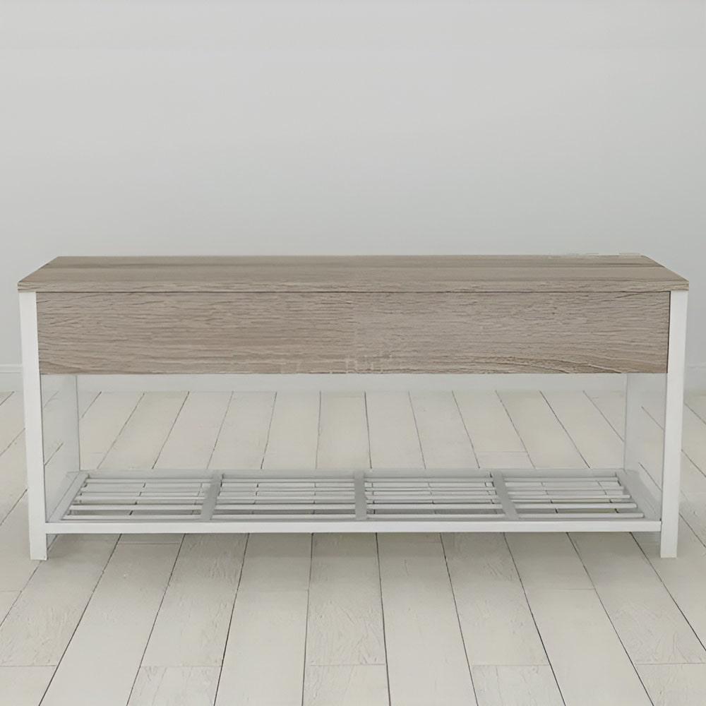 Банкетка с ящиком Ferrum-decor Дрейк 2 металл/ДСП 16 мм 550x1200x400 мм Белый/Сонома Трюфель (FRD-103077) Банкетка с ящиком Ferrum-decor Дрейк 2 металл/ДСП 16 мм 550x1200x400 мм Белый/Сонома Трюфель (FRD-103077)