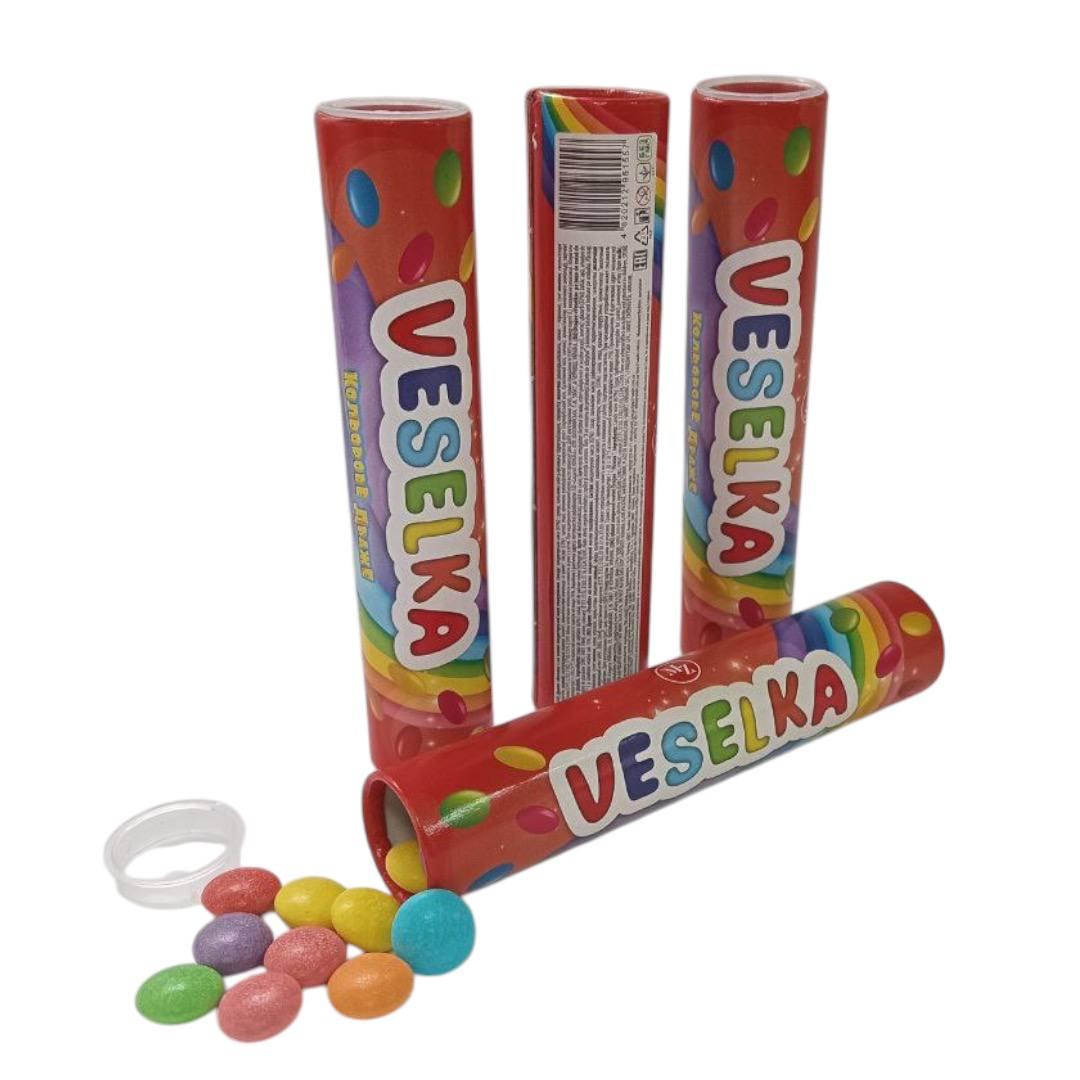 Драже шоколадное Veselka в тубусе 22 г 24 шт. Разноцветный (00000003673)