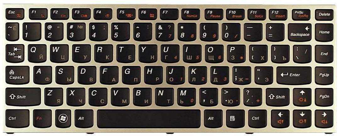 Клавиатура для ноутбука Lenovo IdeaPad U460 Silver Frame Black Клавиатура для ноутбука Lenovo IdeaPad U460 Silver Frame Black
