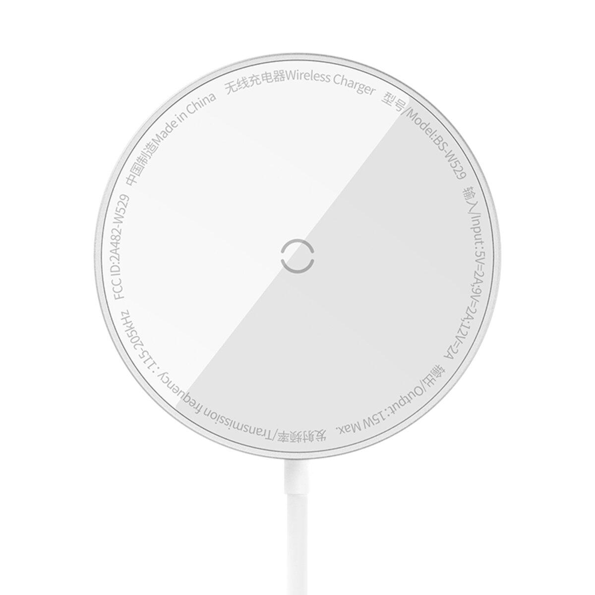 Зарядний пристрій бездротовий BASEUS Simple Mini3 Magnetic Wireless Charger 15W White (CCJJ040012)