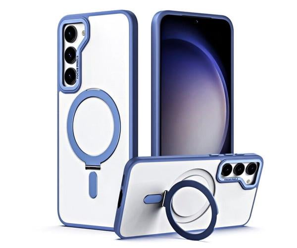 Чехол - накладка Magsafe Magnetic Ring для Samsung Galaxy S23 Plus с магнитным кольцом Голубой
