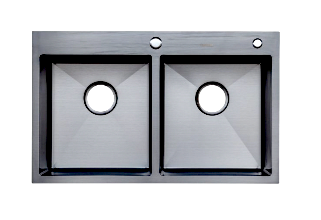 Мойка кухонная Platinum Handmade PVD на две чаши 78x48 см Черный (dd4d8529)