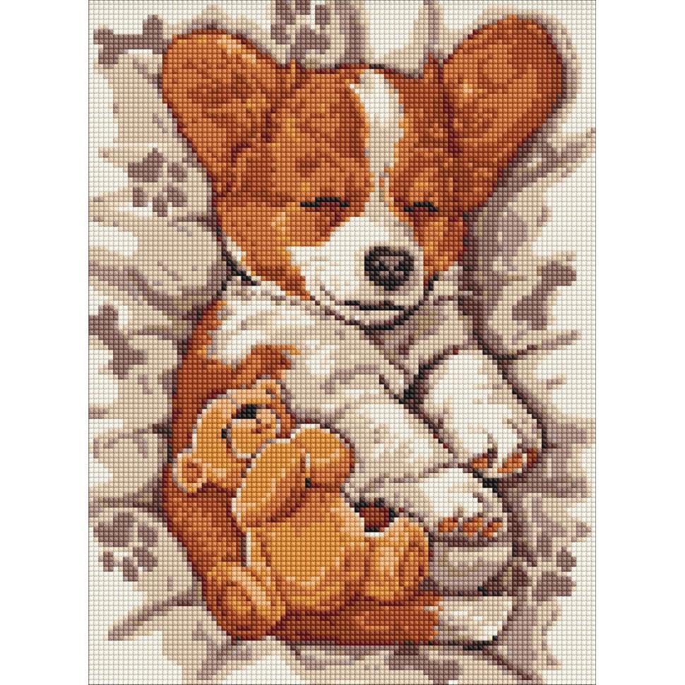 Алмазна мозаїка Ideyka Сонний корги AMO8044 30x40 см (RLT54688)