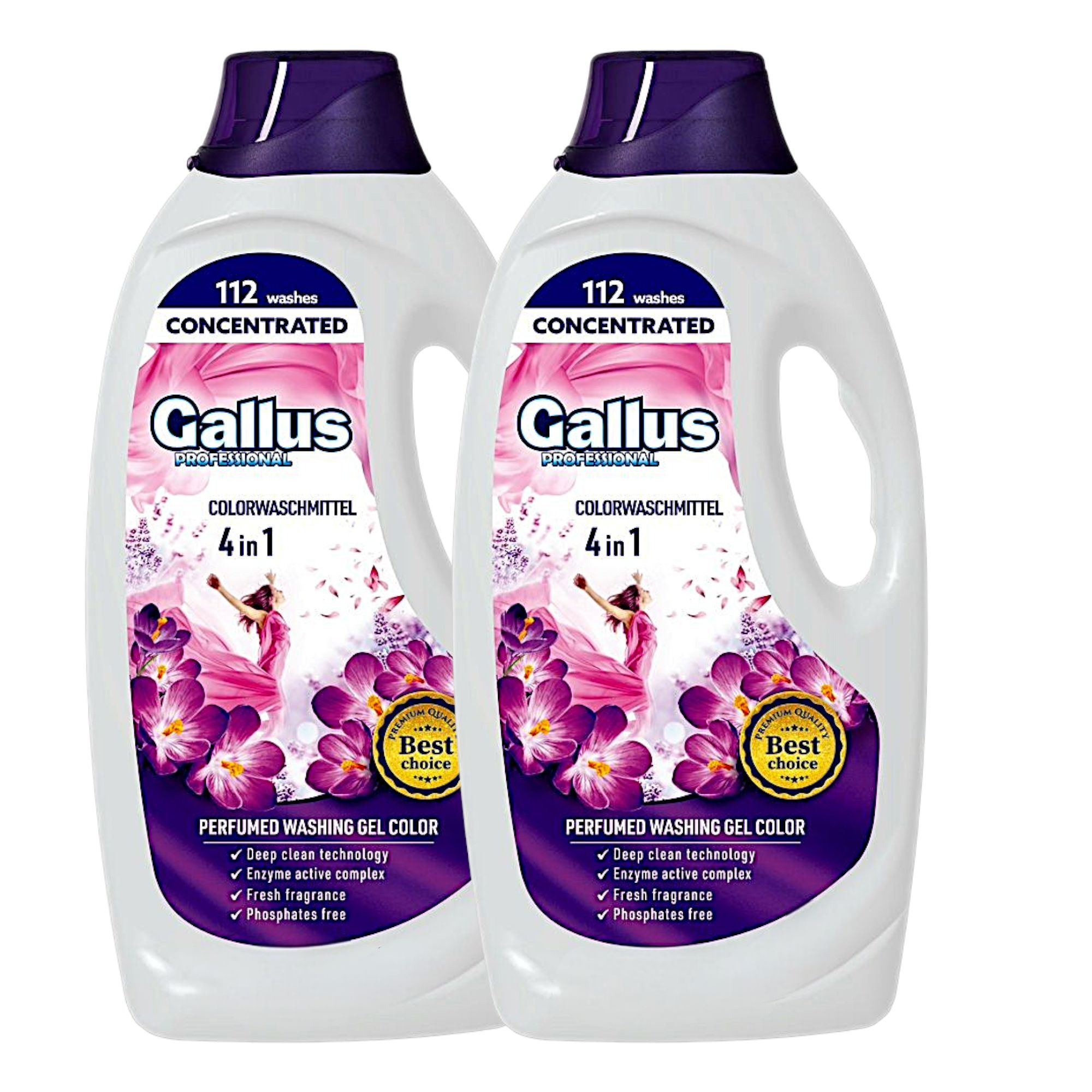 Набір парфумованих гелів концентрату для прання кольорового Gallus Professional Color 4в1 112 прань 4,05 л 2 шт. (302012-2)