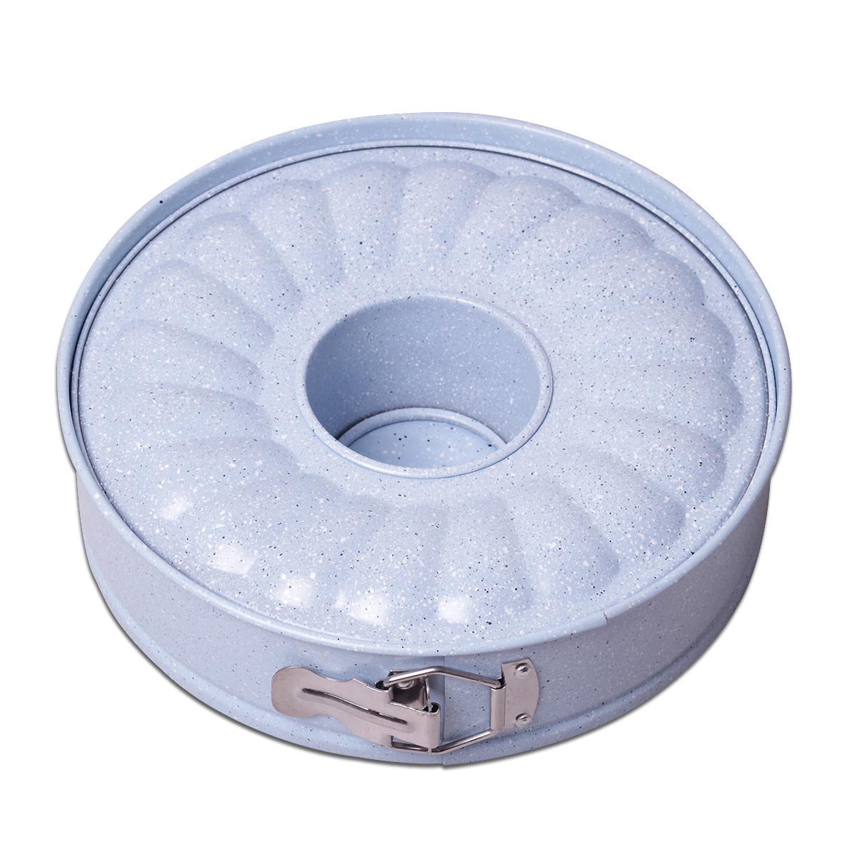 Форма роз'ємна для випічки зі змінним дном Kamille КМ-6023 із вуглецевої сталі 26х7 см Блакитний мармур (150-84-6023.2)