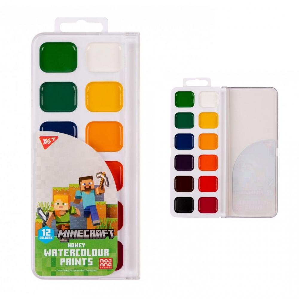 Краски акварельные Yes Minecraft 12 цв. медовые (110279)