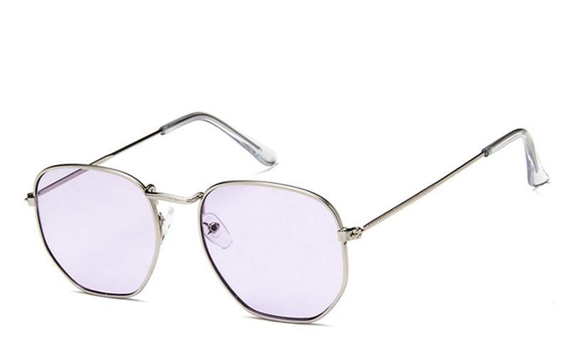 Солнцезащитные геометрические очки с цветной линзой Сиреневый