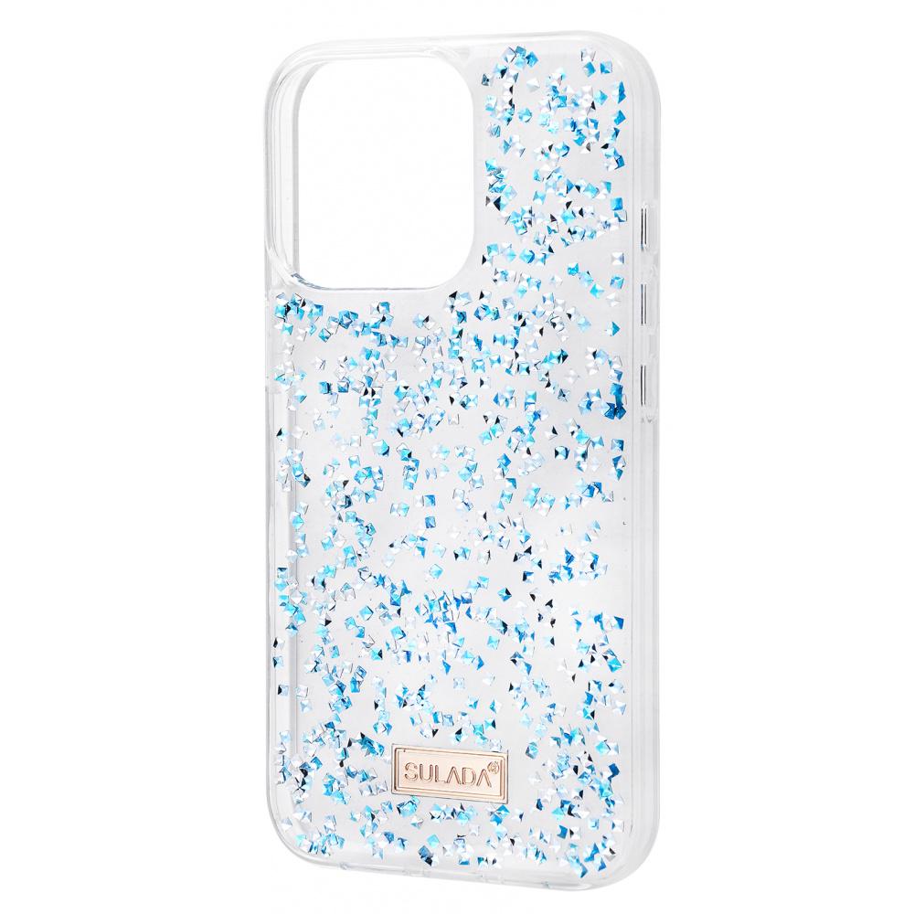 Чехол с камнями и блёстками SULADA Color Diamond iPhone 13 Pro blue Синий