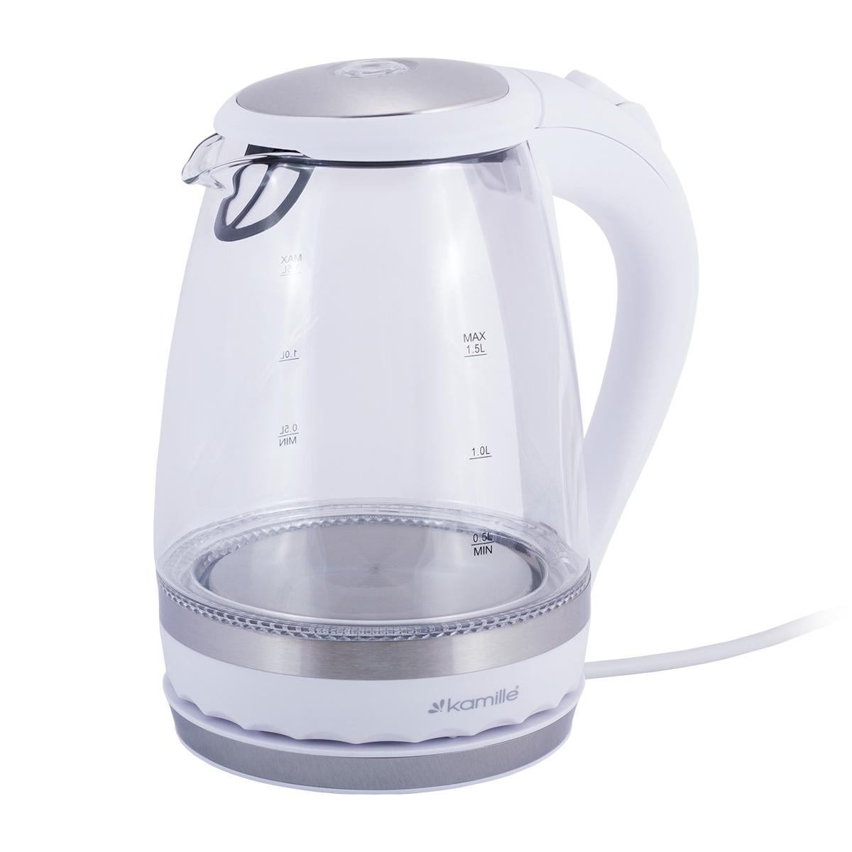 Чайник електричний Kamille із синім LED підсвічуванням 1,5 л Білий (1701A) - фото 2 Чайник електричний Kamille із синім LED підсвічуванням 1,5 л Білий (1701A) - фото 2