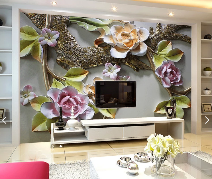 Фотошпалери 3D флізелінові квіткові для спальні/зали/кухні Квітуче дерево