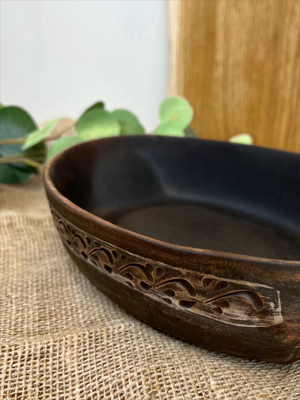 Блюдо под холодец керамическое глиняное резное ангоб (3003-26) - фото 6 Блюдо под холодец керамическое глиняное резное ангоб (3003-26) - фото 6