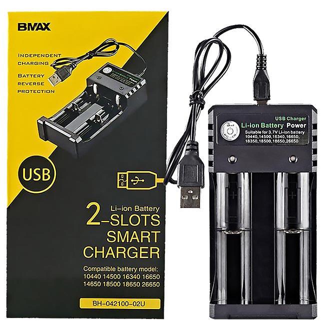 Зарядное устройство портативное BMAX Charger на 2 слота Black - фото 3