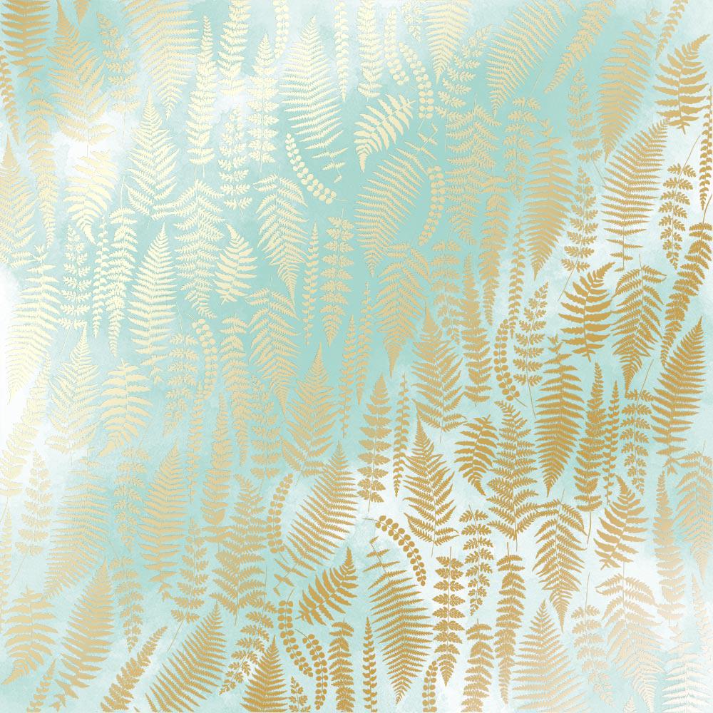 Лист паперу односторонній Golden Fern з фольгуванням 30,5х30,5 см Mint/Watercolor