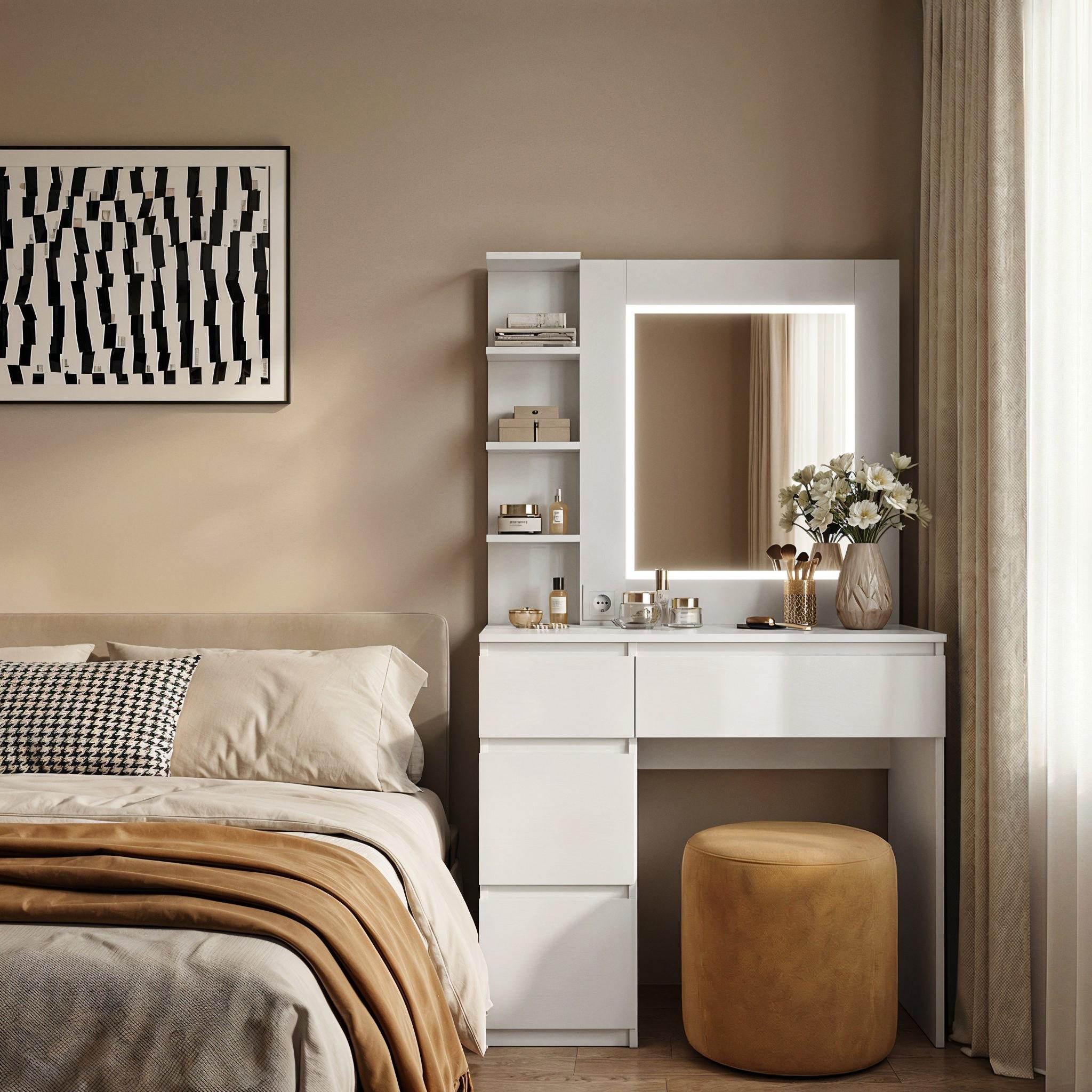 Туалетный столик с LED-подсветкой STPP4L 900x500x1600 мм Белый